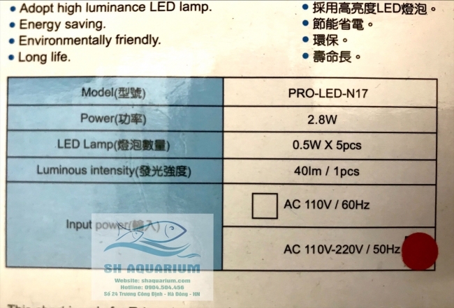 ĐÈN LED KẸP UP AQUA N17