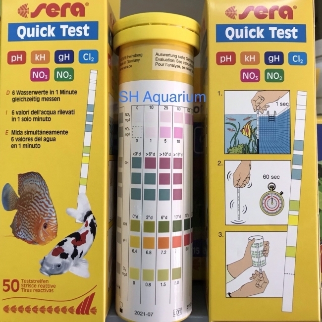 Test chỉ tiêu nước Sera 6 in 1 cho bể cá cảnh