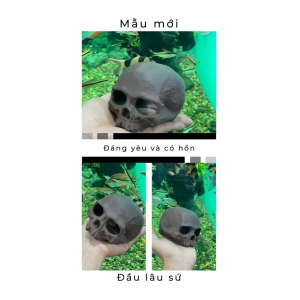 Đầu lâu bằng sứ trang trí cho bể cá cảnh thủy sinh
